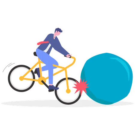 Empresário bate em bicicleta  Ilustração