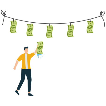 Empresario haciendo lavado de dinero  Ilustración