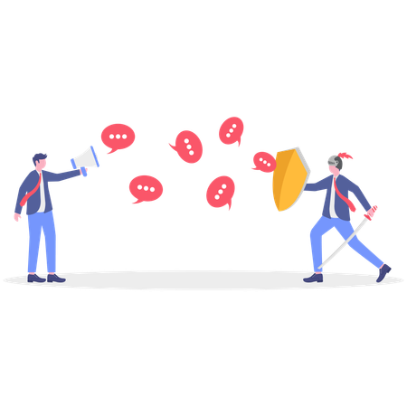 Empresario bloqueando mensajes de spam  Ilustración
