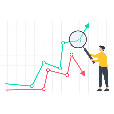 Empresario en busca de oportunidades de inversión  Ilustración