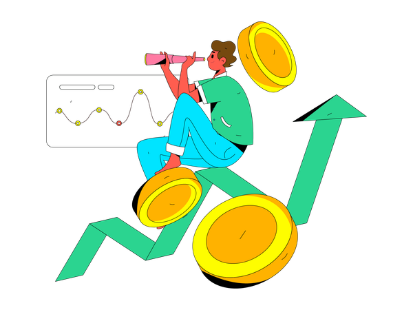 Empresario en busca de oportunidades de negocio  Illustration