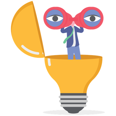 Empresário busca visão de negócios  Ilustração