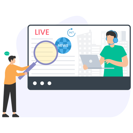 Empresário busca notícias ao vivo  Ilustração
