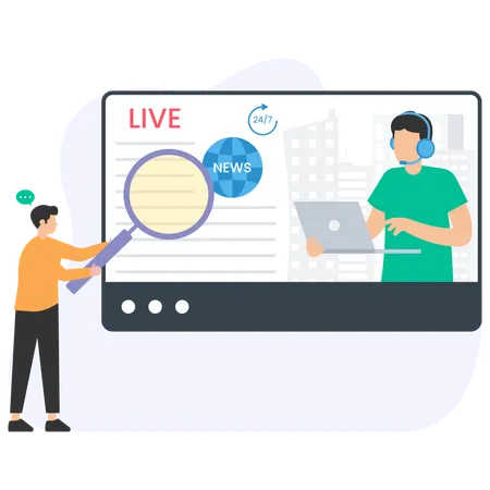 Empresário busca notícias ao vivo  Ilustração