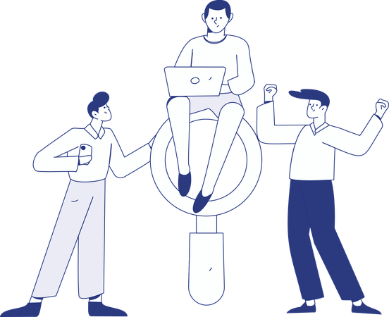Hombre de negocios haciendo reclutamiento laboral en línea  Ilustración