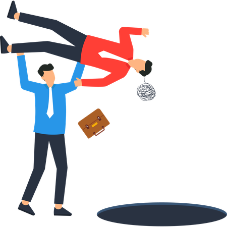 Empresário caindo em poço  Ilustração