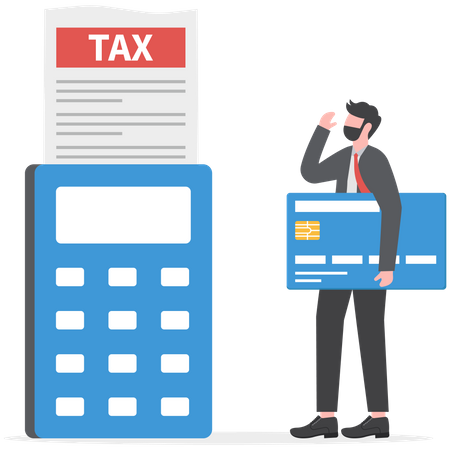 Pessoa de negócios calculando documento para impostos  Ilustração