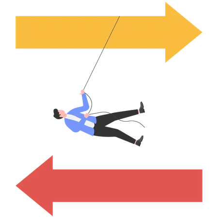 Empresario cambiando la dirección de su estrategia  Ilustración