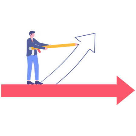 Empresario cambiando la dirección del negocio  Ilustración