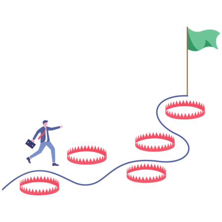 Hombre de negocios caminando por el camino del éxito  Ilustración