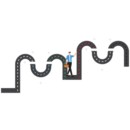 Empresário caminhando na carreira  Ilustração