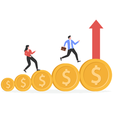 Empresário caminhando no crescimento dos negócios  Ilustração