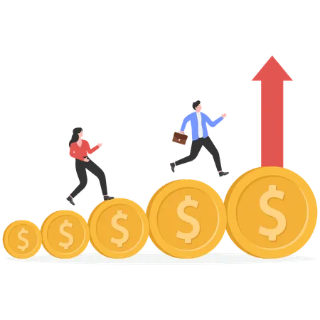 Empresário caminhando no crescimento dos negócios  Ilustração