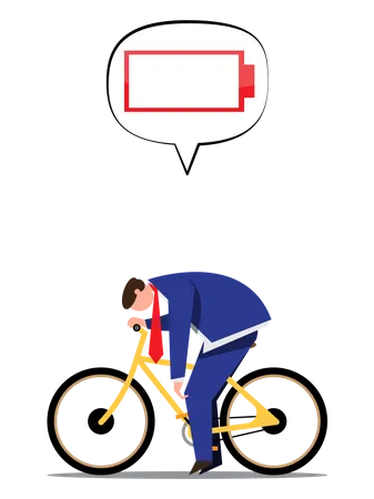 Cansado empresario andar en bicicleta  Ilustración