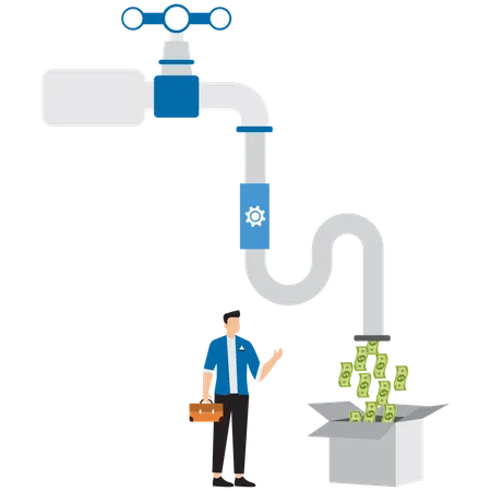 Empresário coletando financiamento empresarial  Ilustração