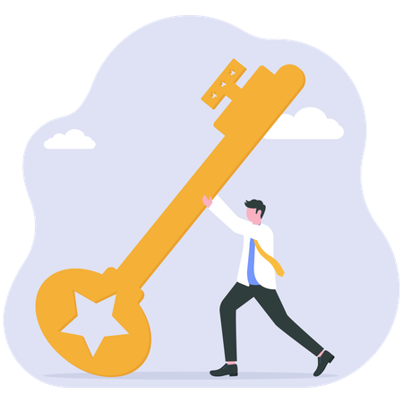 Empresário com chave de negócios  Ilustração