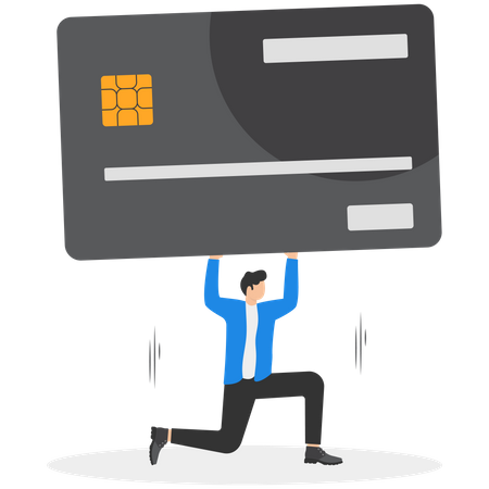 Empresário com dívida de cartão de crédito  Ilustração