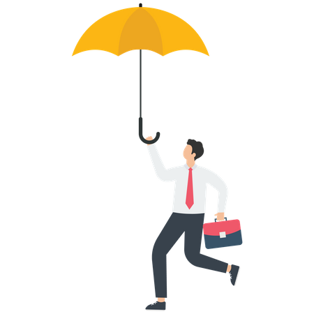 Empresário com guarda-chuva  Ilustração