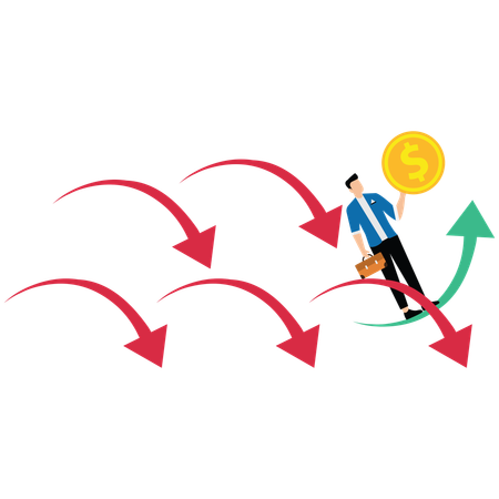 Empresário com ideia para superar dificuldades na crise econômica  Ilustração