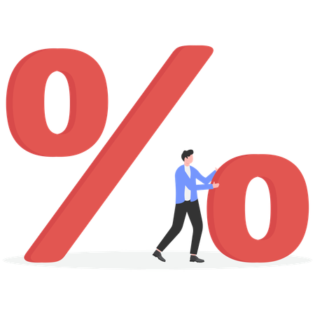 Empresário com porcentagem de negócios  Ilustração
