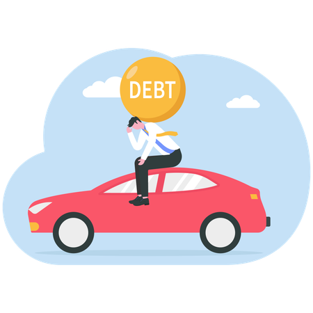 Empresário com problemas de dívida de carro  Ilustração