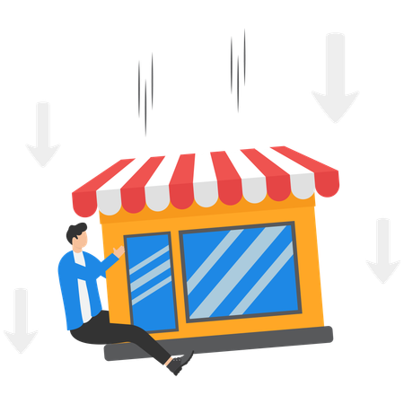 Empresário com perda de mercado em queda nos negócios  Ilustração