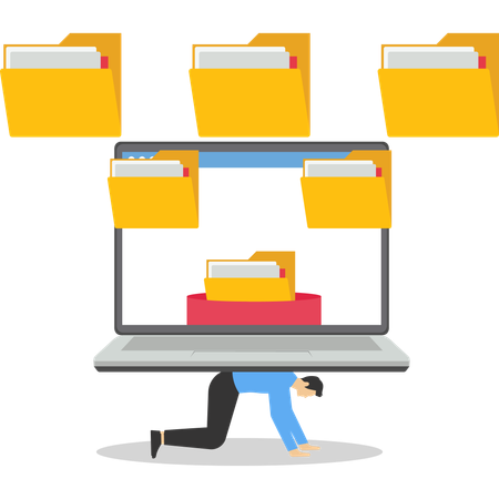 Empresário com sobrecarga de trabalho no escritório  Ilustração