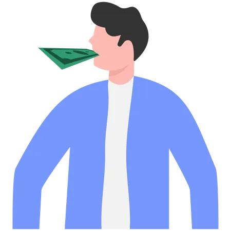 Hombre de negocios comiendo dinero  Illustration