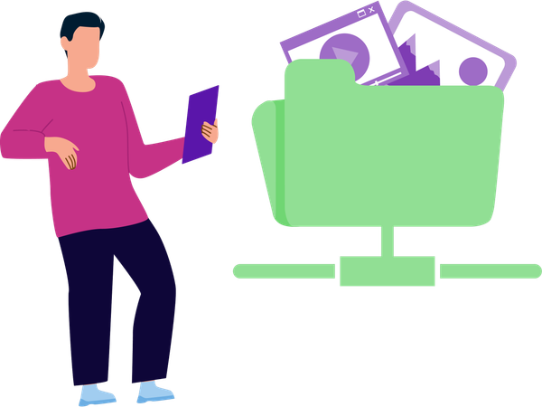Empresário compartilhando dados comerciais  Illustration