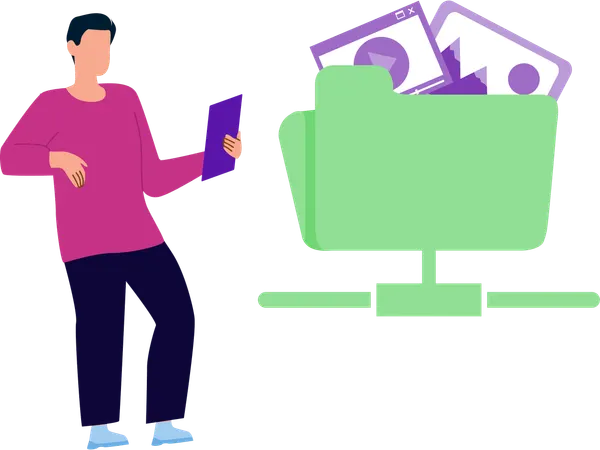 Empresário compartilhando dados comerciais  Illustration
