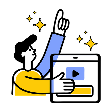 Empresário compartilha vídeo de marketing  Ilustração
