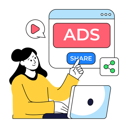 Empresário compartilhando anúncio online  Ilustração