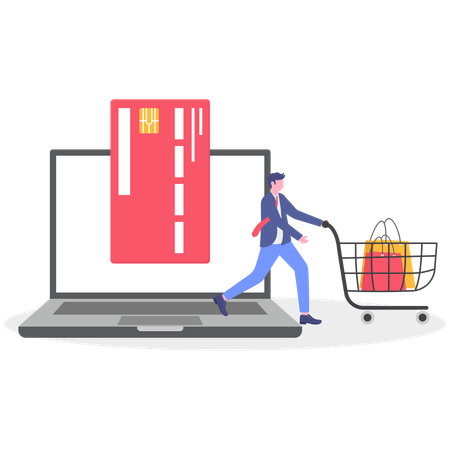 El hombre de negocios compra con tarjeta de crédito  Illustration