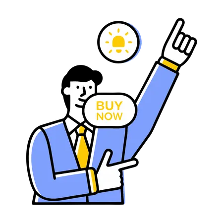 Empresario compra producto digital  Ilustración