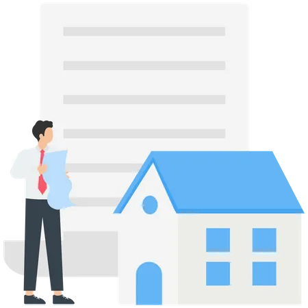 Empresario comprando propiedad con hipoteca  Ilustración