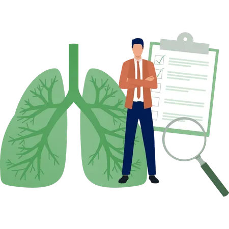 Informe de control de pulmones de empresario  Ilustración