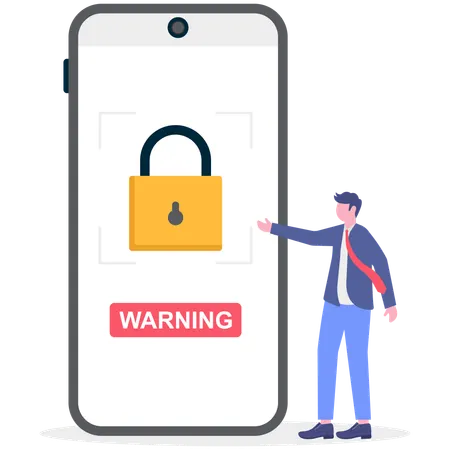 Hombre de negocios con advertencia de identidad  Ilustración