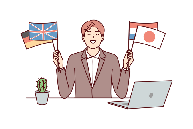 Empresario con alcance internacional  Ilustración