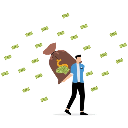 Hombre de negocios con bolsa de dinero  Illustration