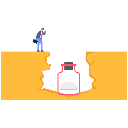 Hombre de negocios con botella atrapada  Ilustración