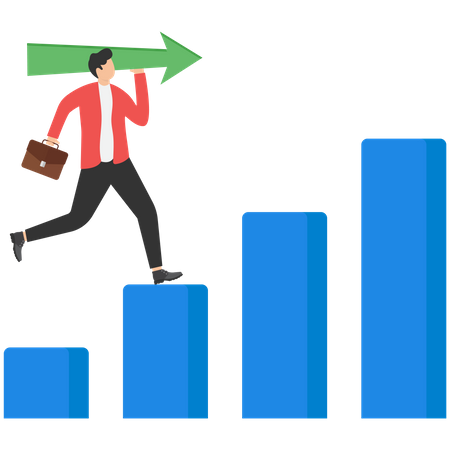 Empresario con buen crecimiento de la inversión.  Ilustración