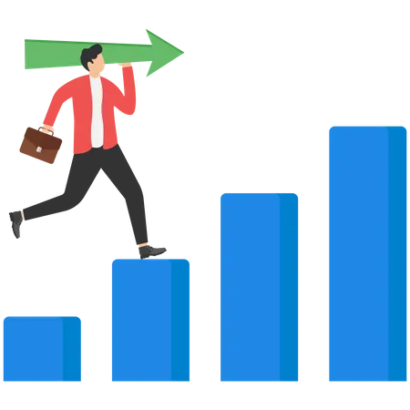 Empresario con buen crecimiento de la inversión.  Ilustración