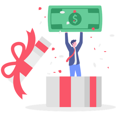 Empresario con caja de regalo  Ilustración
