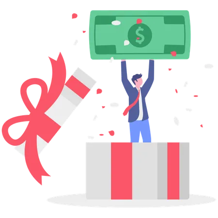 Empresario con caja de regalo  Ilustración