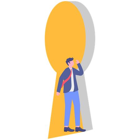 Hombre de negocios con cerradura sospechosa  Illustration