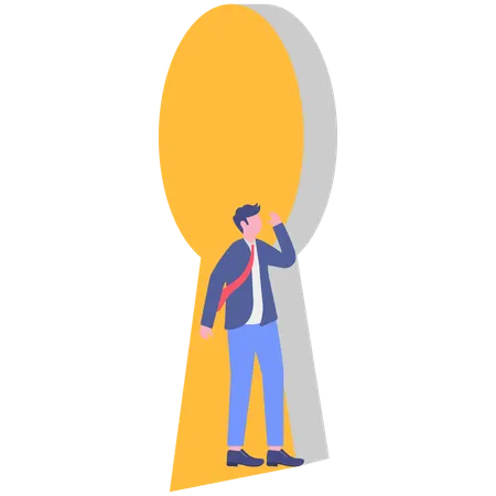 Hombre de negocios con cerradura sospechosa  Illustration