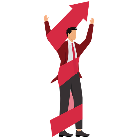 Hombre de negocios con crecimiento exitoso y desarrollo personal  Ilustración