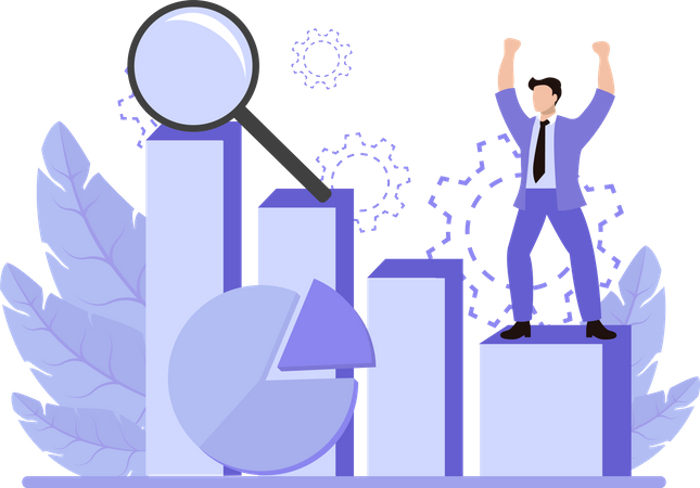 Empresario con estadísticas de datos  Ilustración