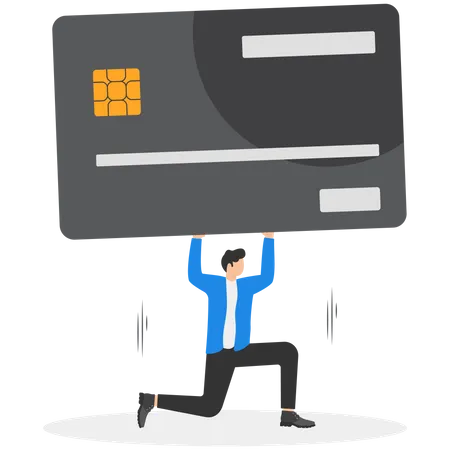 Empresario con deuda de tarjeta de crédito  Ilustración