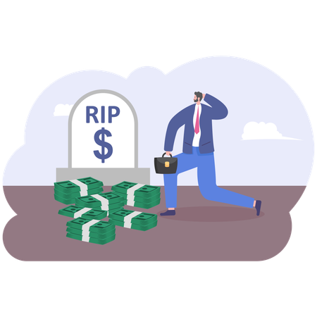 Empresario con dinero muerto  Ilustración